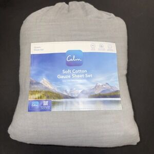 Calm Gray Soft Cotton Gauze Sheet Set Size Queen 20741
